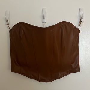 Zara brown leather corset